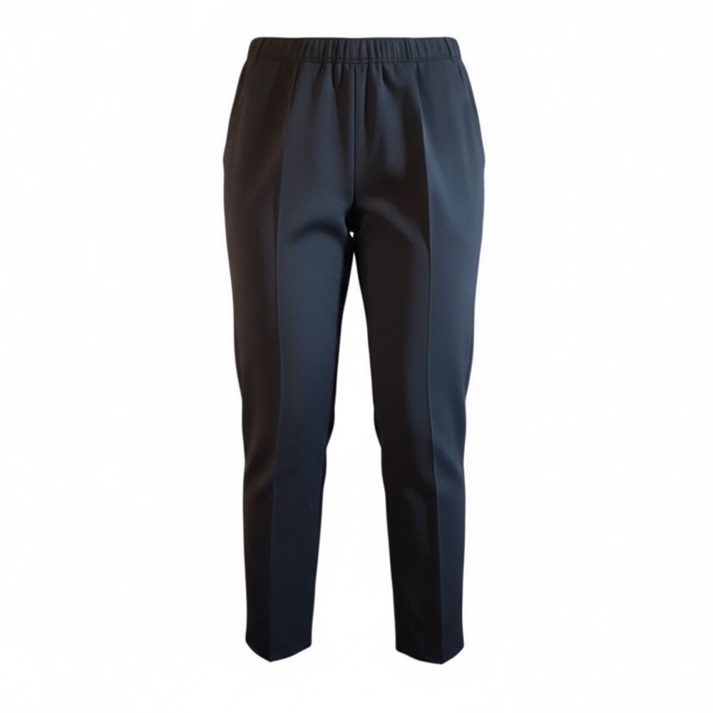 FENDI Roma Celana Navy blue 100% wool trouser elastic waist dress pant It42/US6
